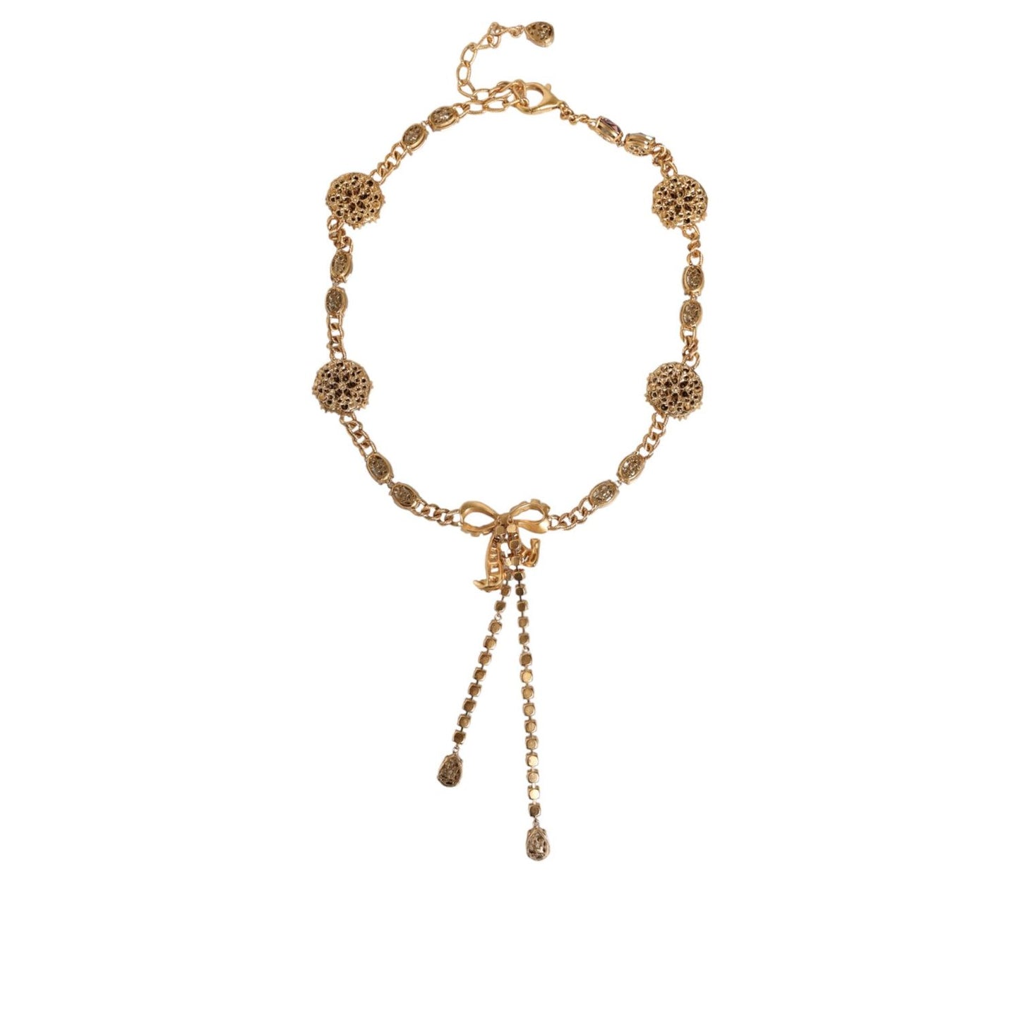 Dolce & Gabbana Gold Tone Brass Crystal Embellished Belt
