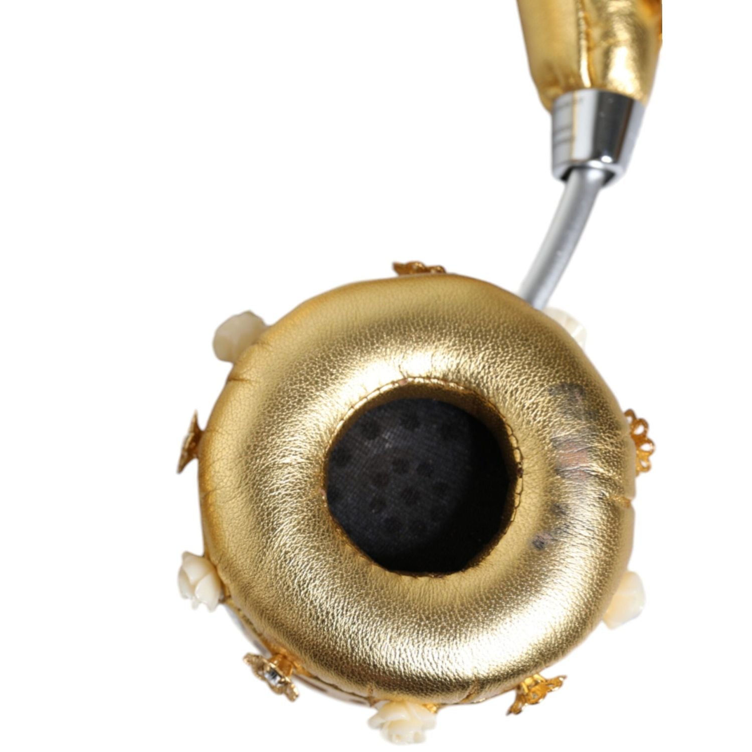 Dolce & Gabbana Gold Leather Floral Crystal Angel Headphones