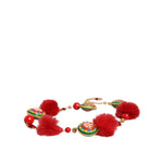 Dolce & Gabbana Gold Brass Red Fur Crystal Waist Torero Belt