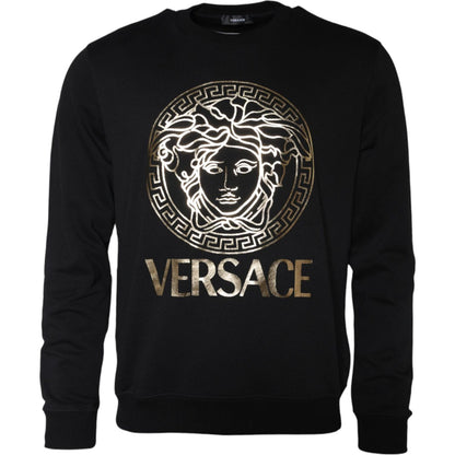 Versace Black Medusa Fleece Cotton Crew Neck Sweatshirt Sweater