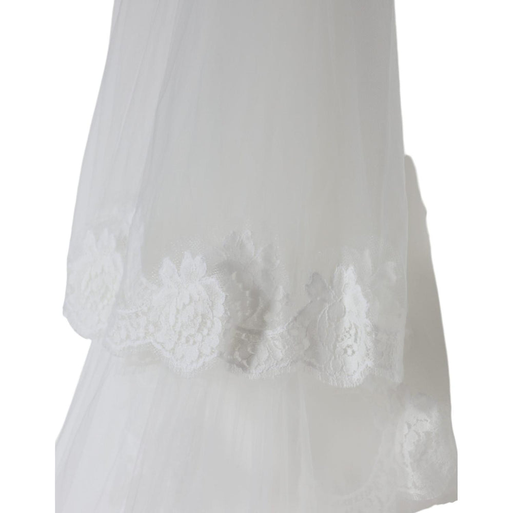 Dolce & Gabbana White Floral Lace Nylon Floor Length Wedding Veil MS7127