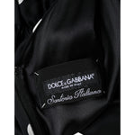 Dolce & Gabbana Black Silk Polka Dot V-neck Tassel Midi Dress