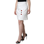 Dolce & Gabbana White Floral Brocade Embellished Mini Skirt