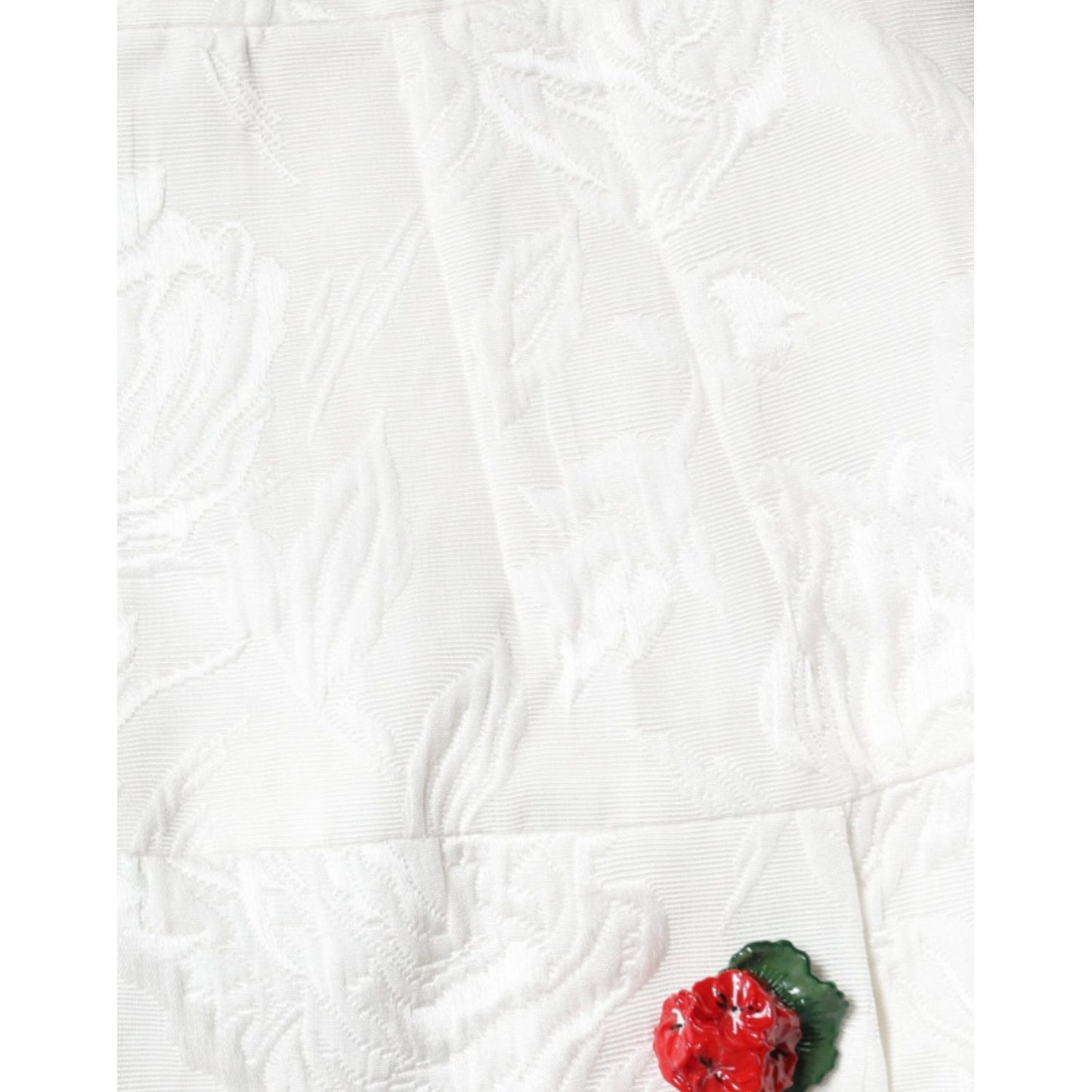 Dolce & Gabbana White Floral Brocade Embellished Mini Skirt