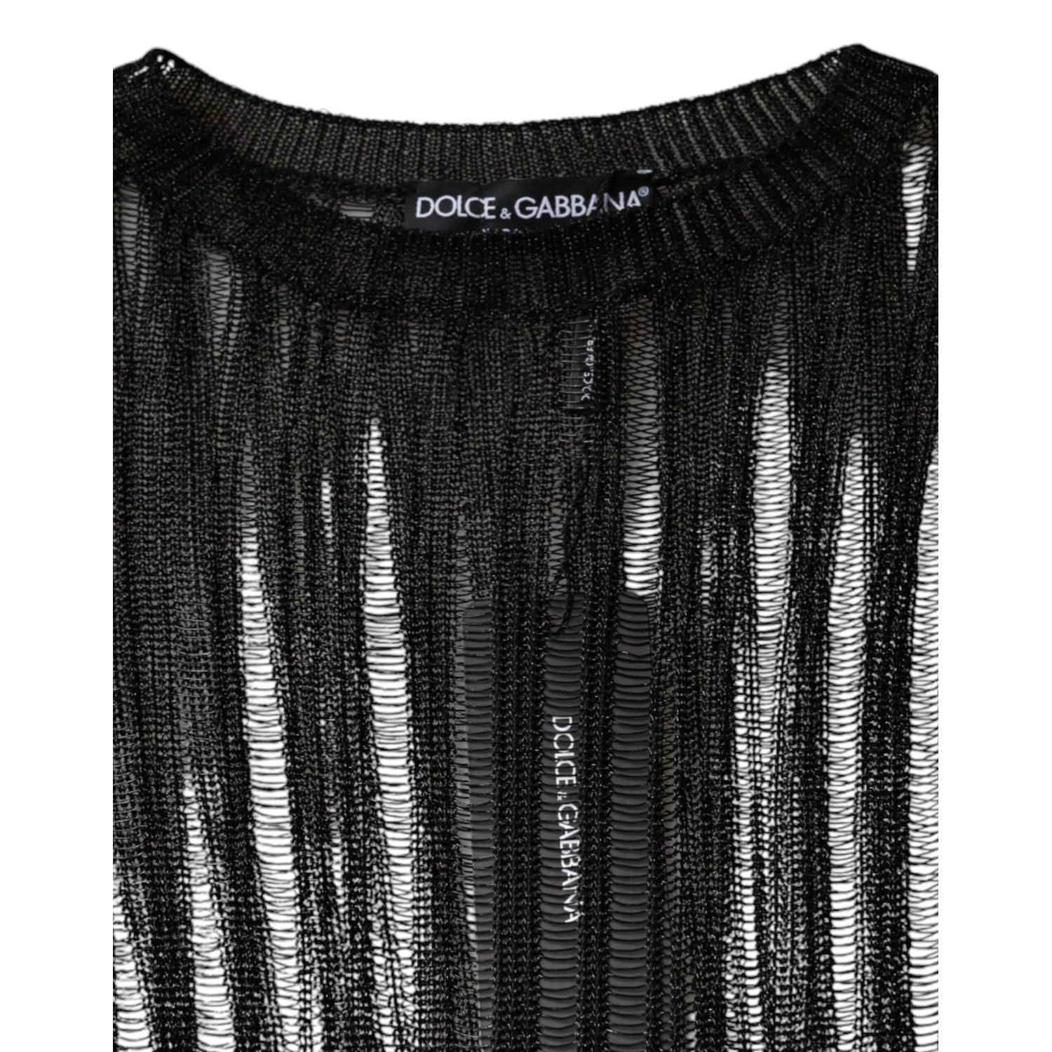 Dolce & Gabbana Black Stripe See Through Long Sleeves Top