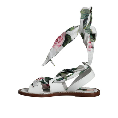 Dolce & Gabbana Multicolor Floral Print Ankle Wrap Sandals Shoes