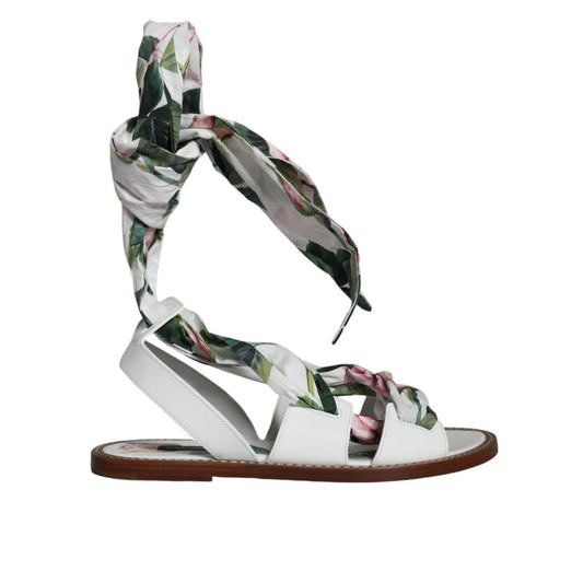 Dolce & Gabbana Multicolor Floral Print Ankle Wrap Sandals Shoes