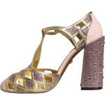 Dolce & Gabbana Pink Strass Crystals T-strap Sandals Shoes LA11668-41