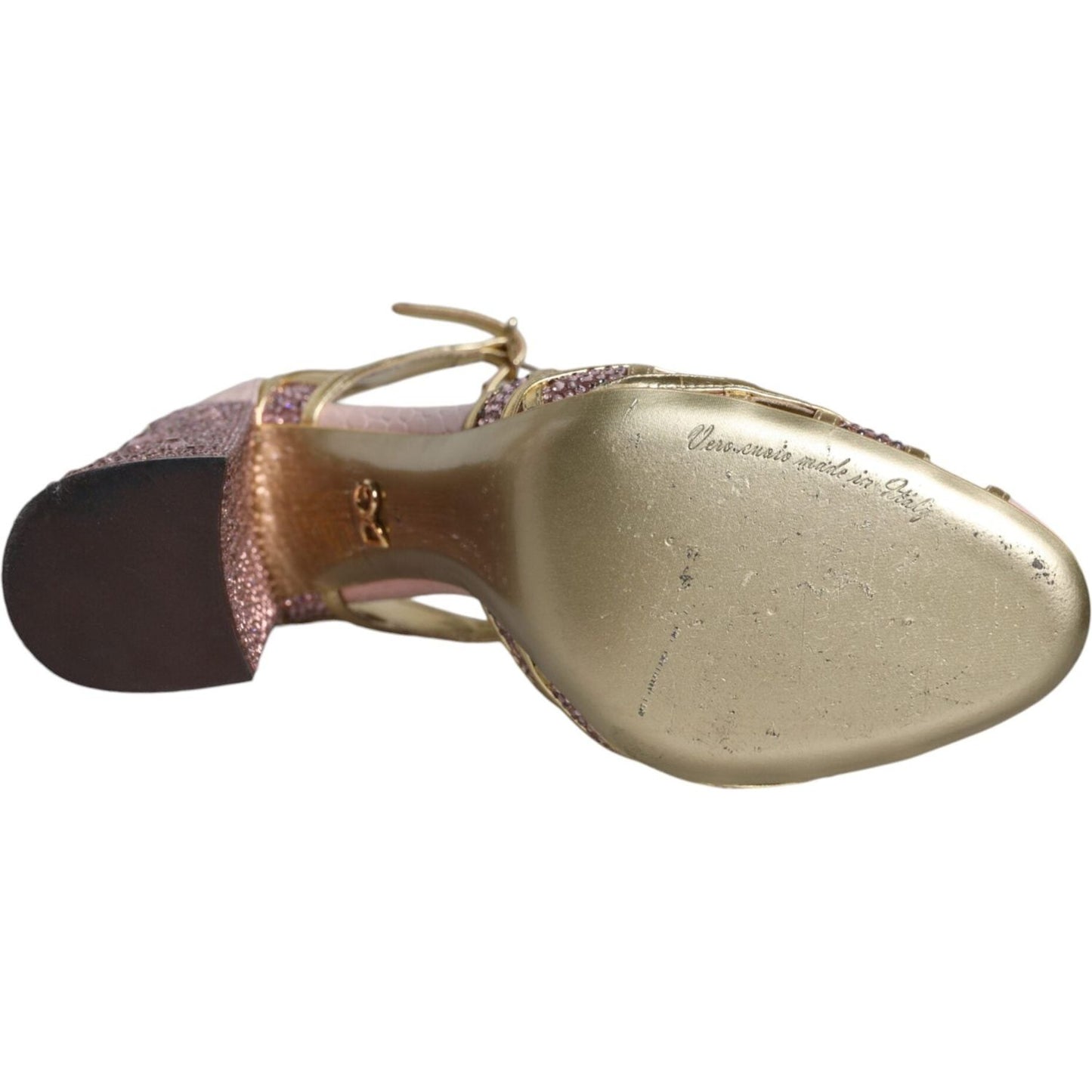 Dolce & Gabbana Pink Strass Crystals T-strap Sandals Shoes LA11668-41