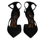 Dolce & Gabbana Black Suede Ankle Strap Pumps Heels Shoes