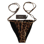 Dolce & Gabbana Brown Leopard Print Swimsuit Swimwear Bikini Bottom