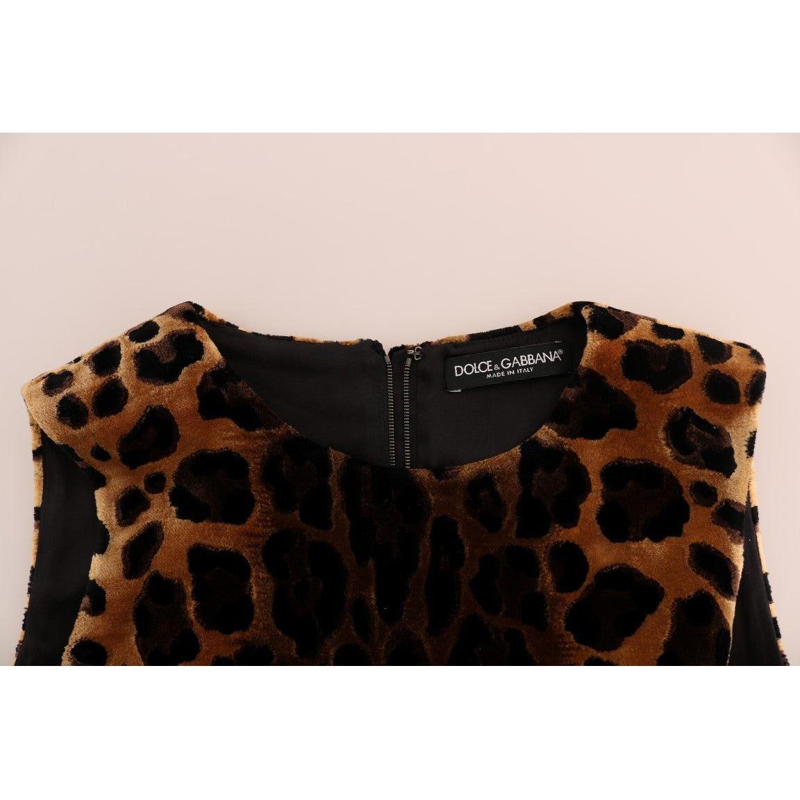 Dolce & Gabbana Brown Leopard Print Silk Sheath Dress