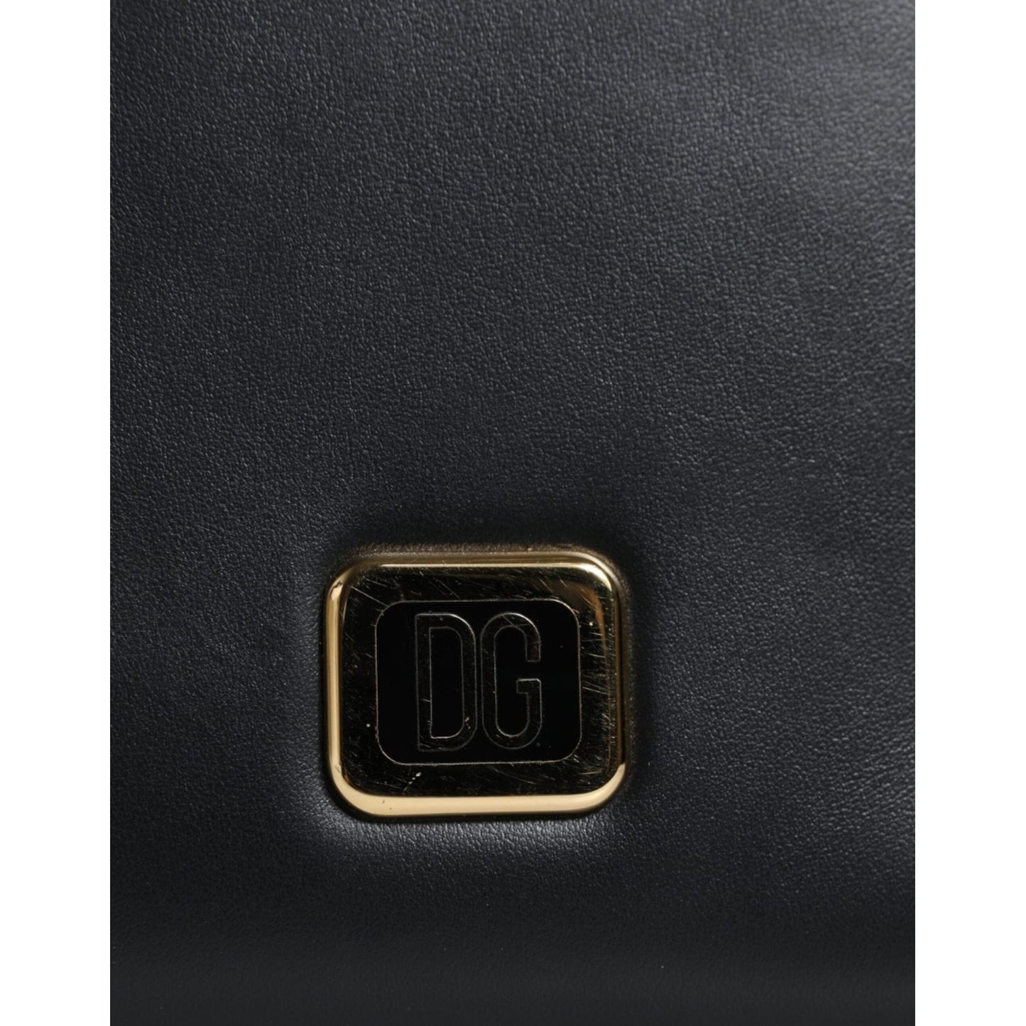 Dolce & Gabbana Black Leather Logo Plaque Neck Strap Card Coin Wallet BAG4127