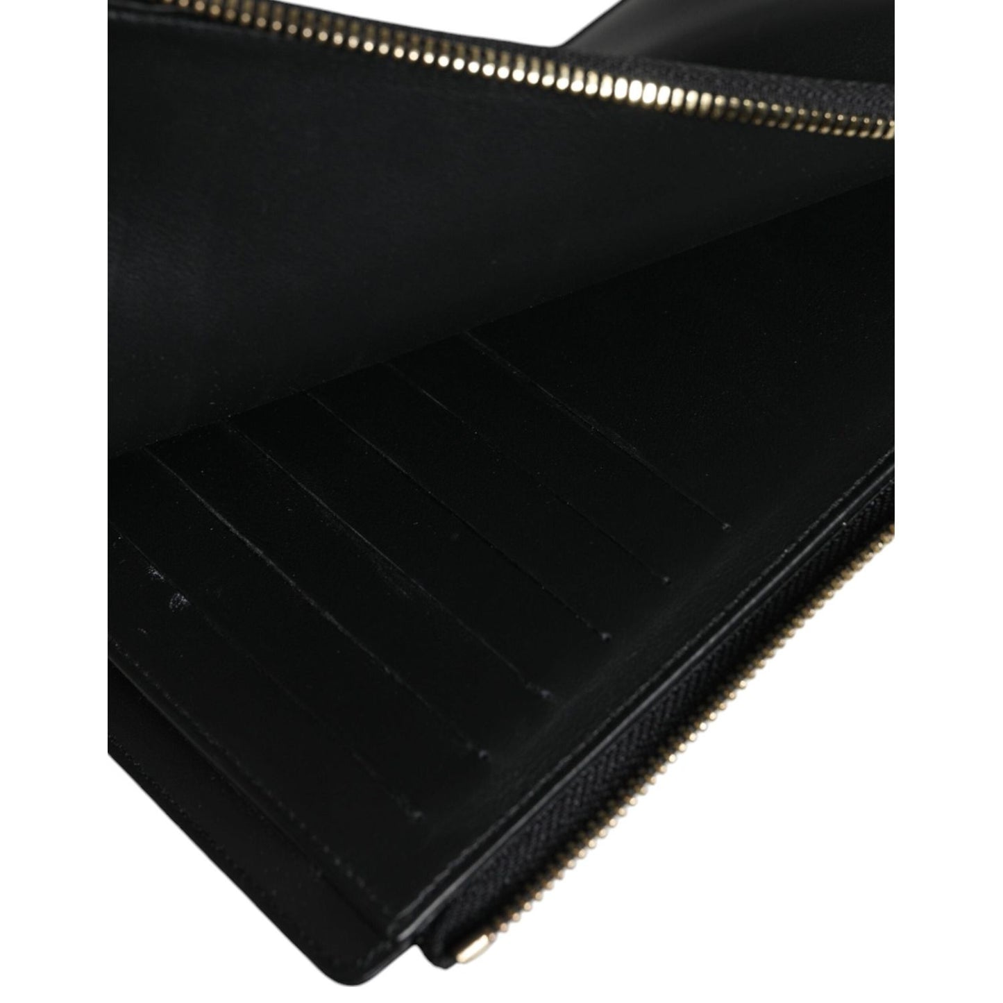 Dolce & Gabbana Black Leather Logo Plaque Neck Strap Card Coin Wallet BAG4127