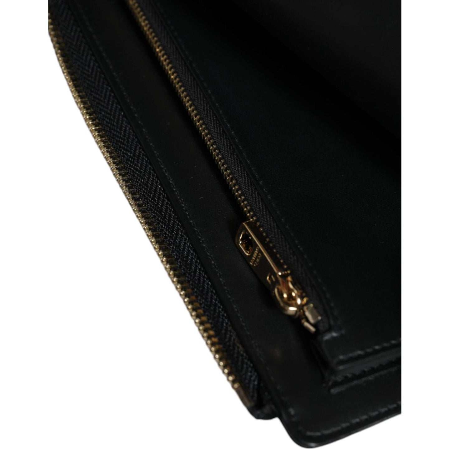Dolce & Gabbana Black Leather Logo Plaque Neck Strap Card Coin Wallet BAG4127