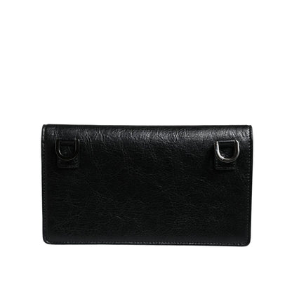 Dolce & Gabbana Black Leather DG Logo Bifold Card Slot Crossbody Bag
