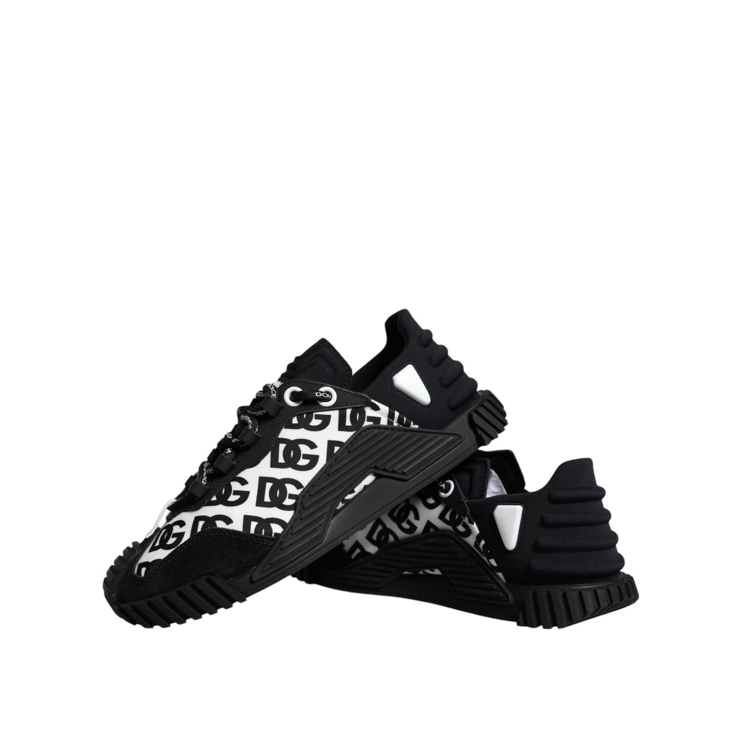 Dolce & Gabbana Black Logo Lace Up Low Top NS1 Sneakers Shoes