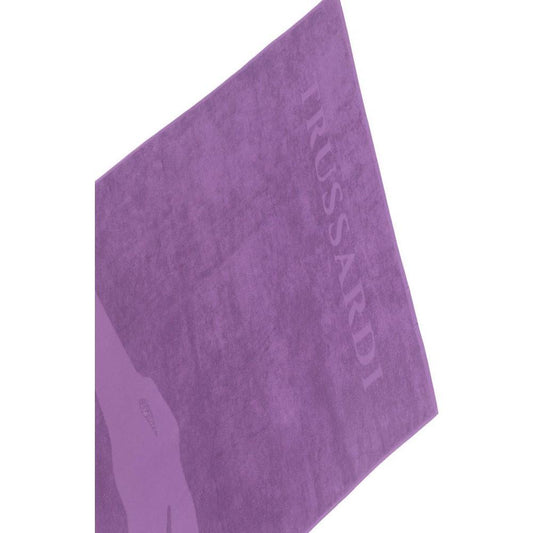 Trussardi Beachwear Purple Cotton Men Swim Towel TR-24328-UNISEX