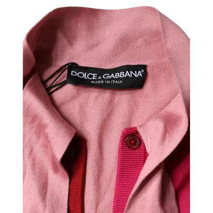Dolce & Gabbana Pink Short Sleeves Pullover Ascot Collar Top