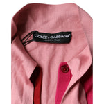 Dolce & Gabbana Pink Short Sleeves Pullover Ascot Collar Top