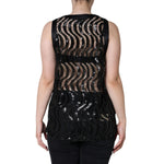 Dolce & Gabbana Black Sequin Sleeveless Tank Blouse Top