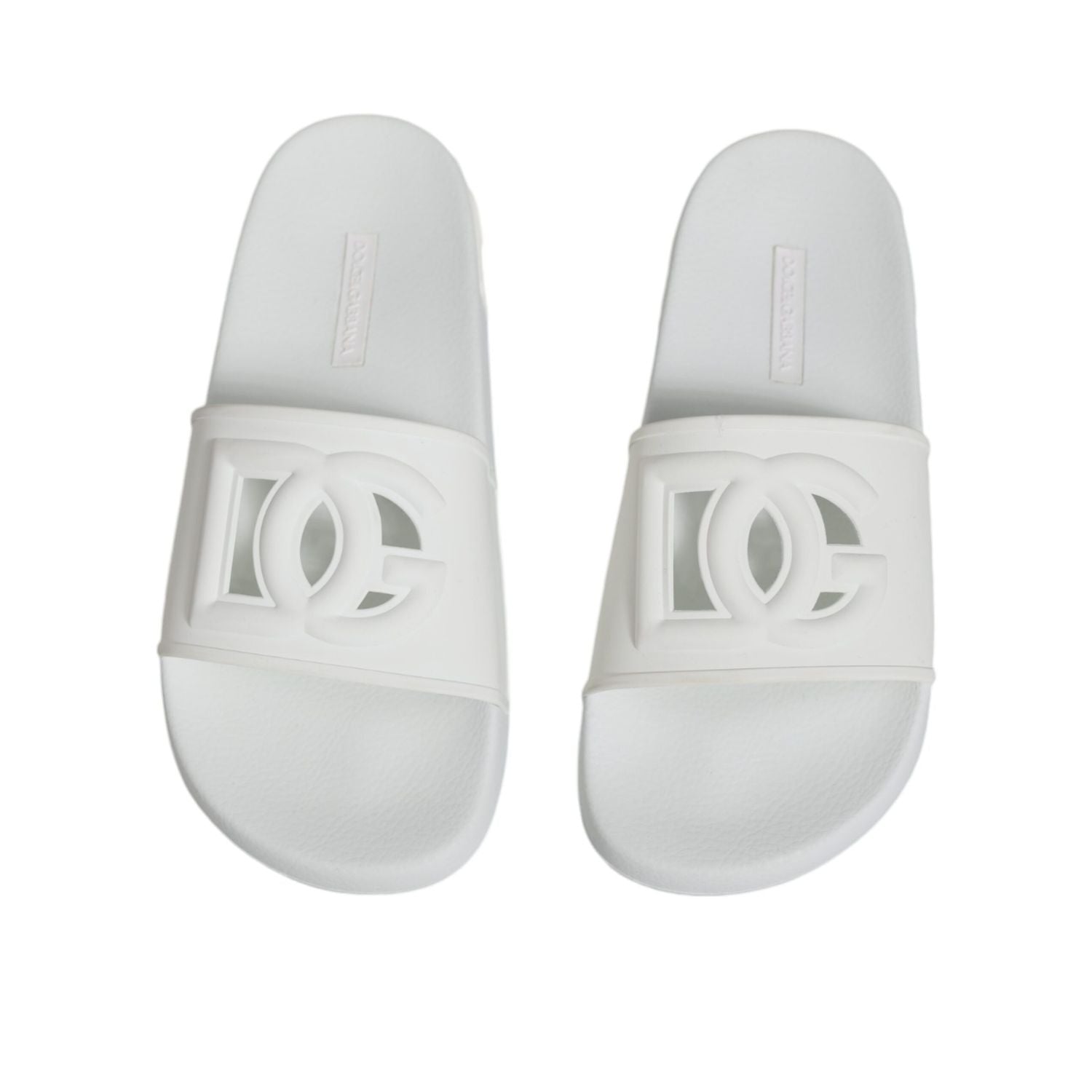 Dolce & Gabbana White Rubber Slides Sandals Beachwear Shoes
