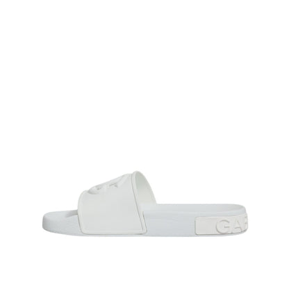 Dolce & Gabbana White Rubber Slides Sandals Beachwear Shoes