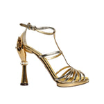 Dolce & Gabbana Gold Leather Baroque Heels Sandals Shoes