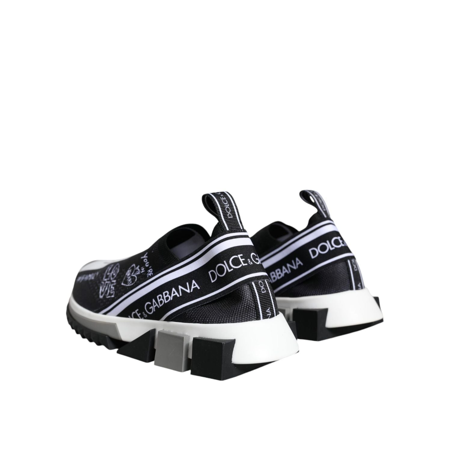 Dolce & Gabbana Black White Sorrento Low Top Sneakers Shoes