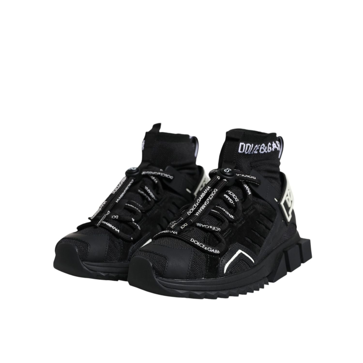 Dolce & Gabbana Black Sorrento Socks Logo Sneakers Shoes