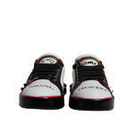 Dolce & Gabbana White Red Crystals Leather Portofino Sneakers Shoes