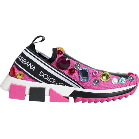 Dolce & Gabbana Pink Sorrento Crystals Low Top Sneakers Shoes LA12182-37