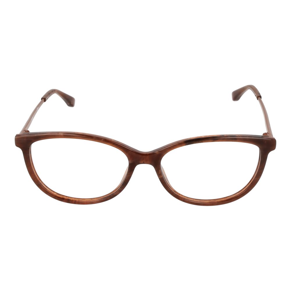 Hugo Boss Brown Women Glasses Frame in acetate, full-rim rectangle style, with demo lenses, includes branded case.