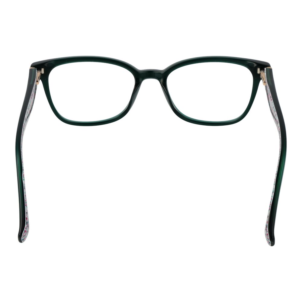 Ted Baker Green Women Glasses Frame, full-rim rectangular design with demo plastic lenses and spring hinge.