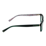 Side view of Ted Baker Green Women Glasses Frame showing full-rim plastic rectangle design with stylish temples, includes branded case.