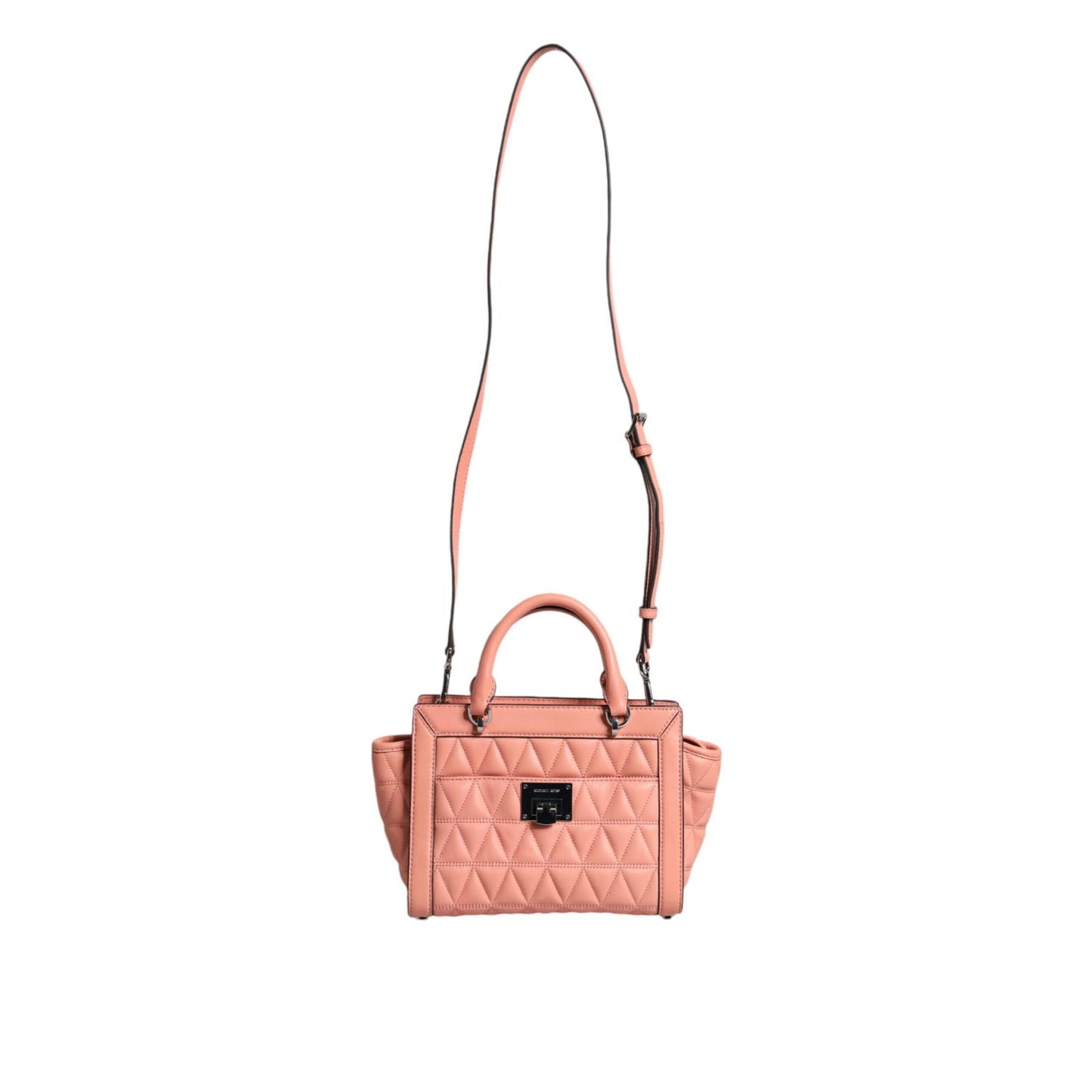 Michael Kors Peach Quilted Leather Logo Crossbody VIVIANNE Messenger Bag