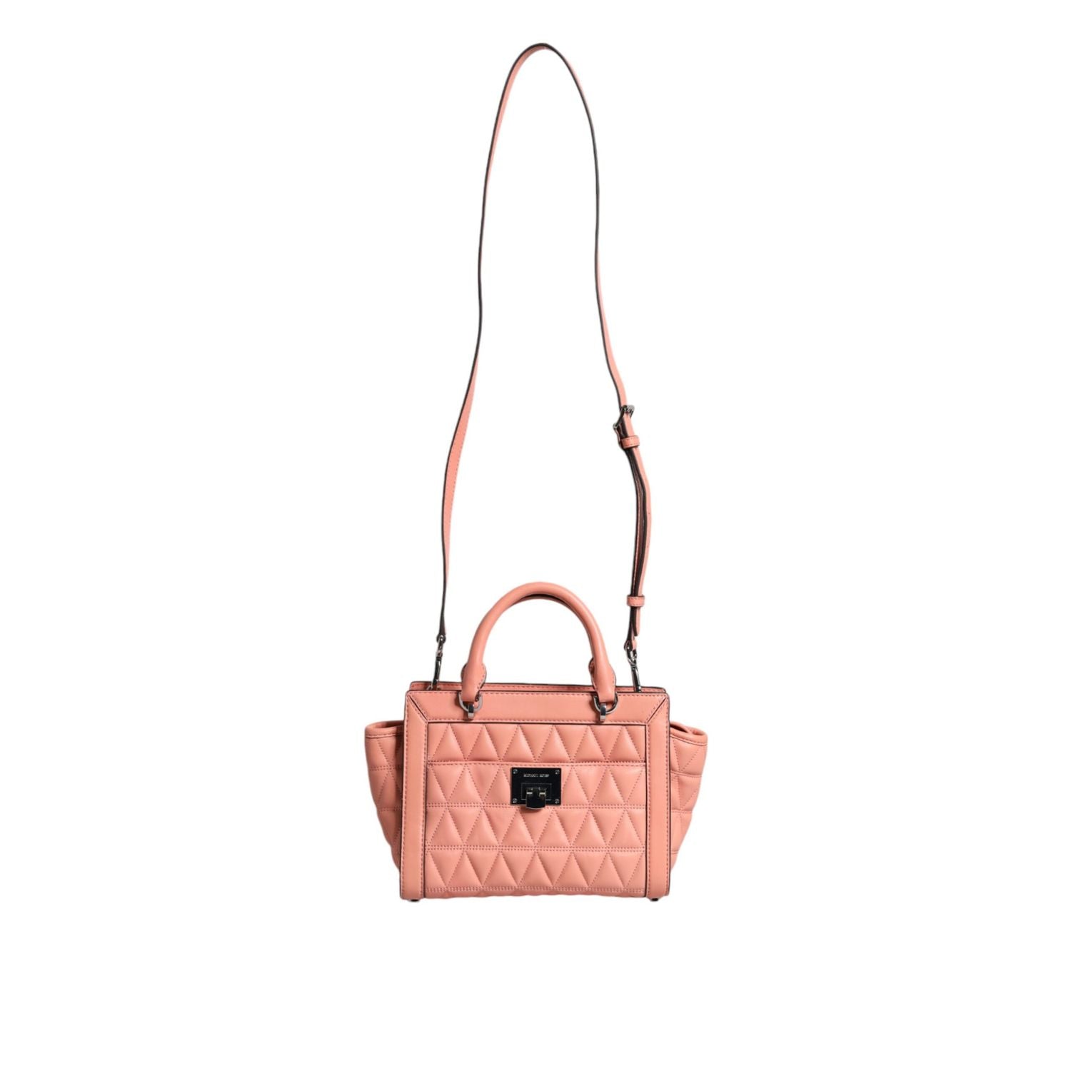 Front view with bag zipped and handles upright.