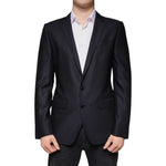 Dolce & Gabbana Dark Blue Wool Single Breasted Dress Coat Blazer