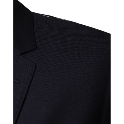Dolce & Gabbana Dark Blue Wool Single Breasted Dress Coat Blazer