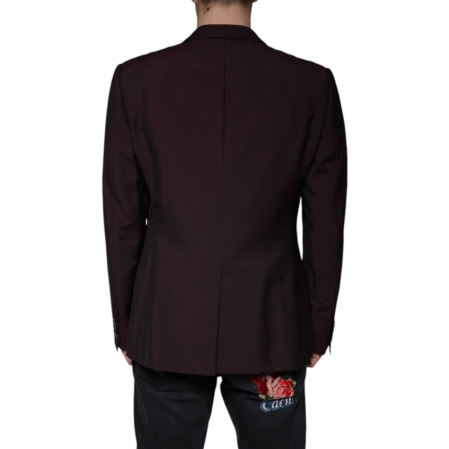 Dolce & Gabbana Bordeaux Wool Single Breasted Dress Blazer