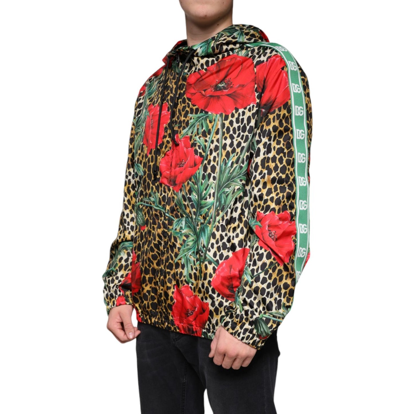 Dolce & Gabbana Multicolor Leopard Floral Hooded Jacket
