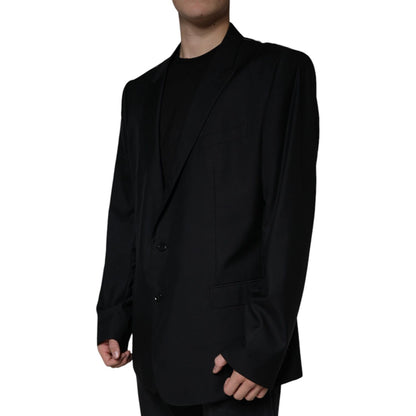 Dolce & Gabbana Black Wool Single Breasted Men Coat Blazer