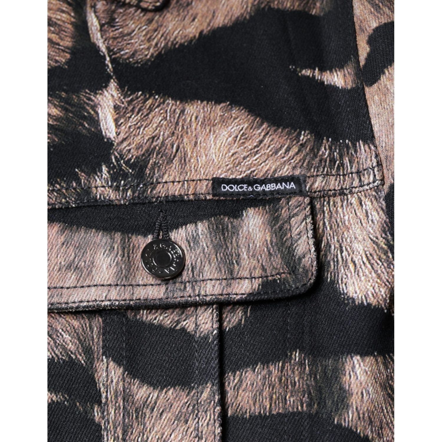 Dolce & Gabbana Brown Tiger Button Down Collared Jacket