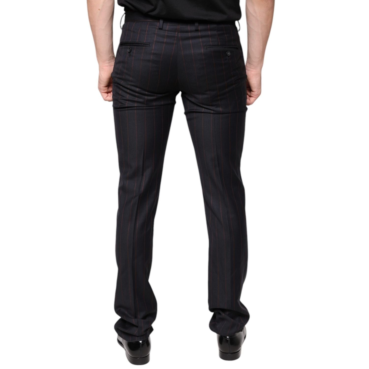 Dolce & Gabbana Black Stripes Skinny Men Dress Pants