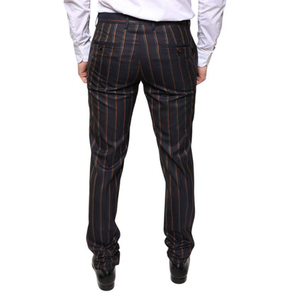 Dolce & Gabbana Brown Stripes Skinny Men Dress Pants