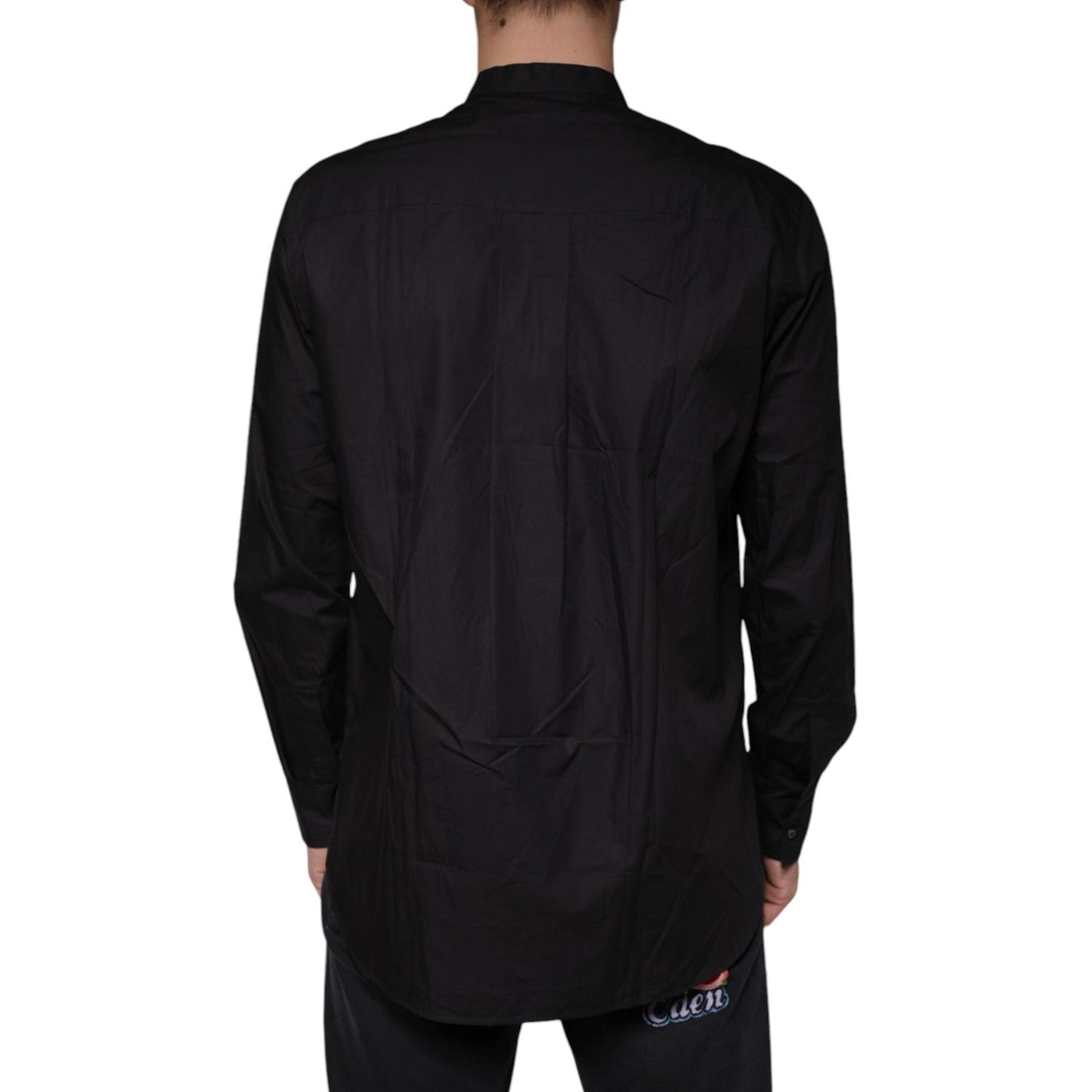 Dolce & Gabbana Black Cotton Button Down Men Casual Shirt