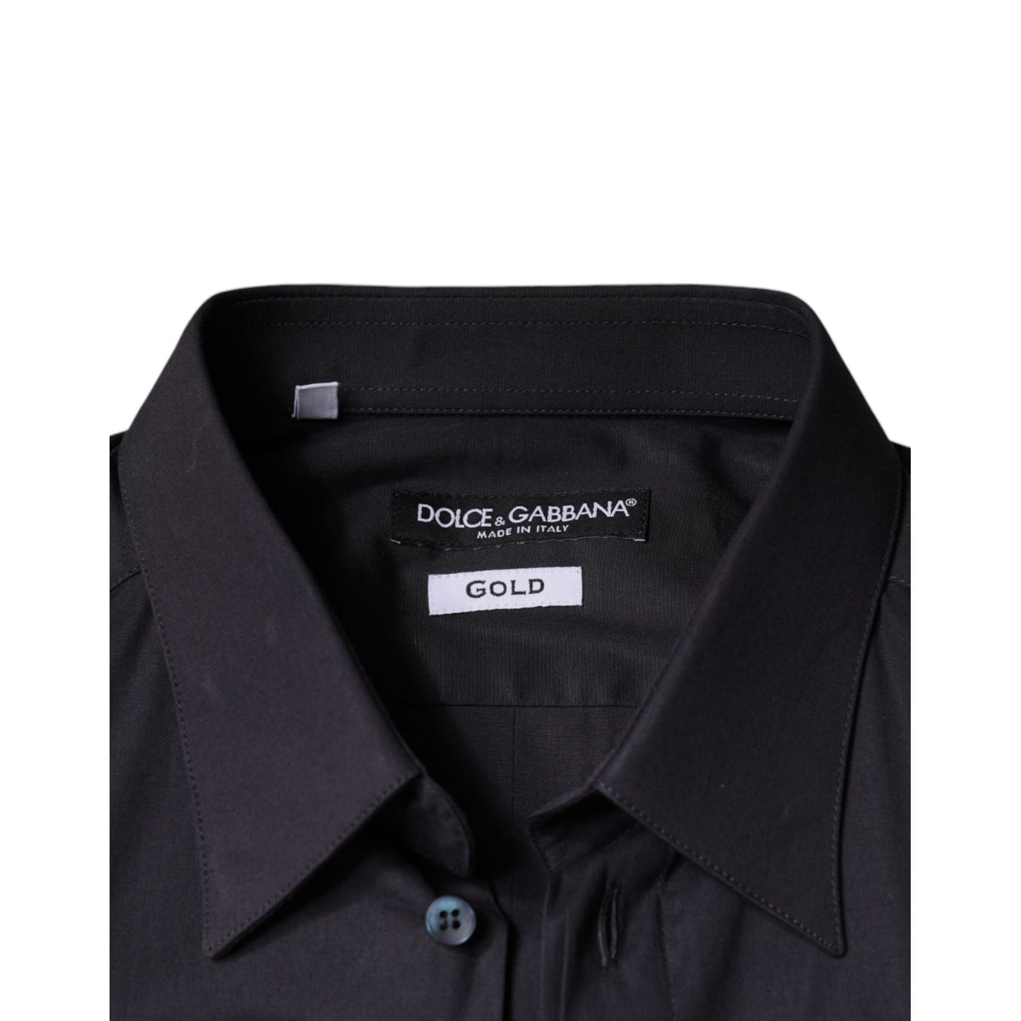 Dolce & Gabbana Black Cotton Stretch Dress GOLD Formal Shirt