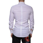 Dolce & Gabbana White Cotton Men Dress GOLD Formal Shirt TSH86306-38
