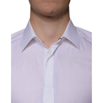 Dolce & Gabbana White Cotton Men Dress GOLD Formal Shirt TSH86306-38