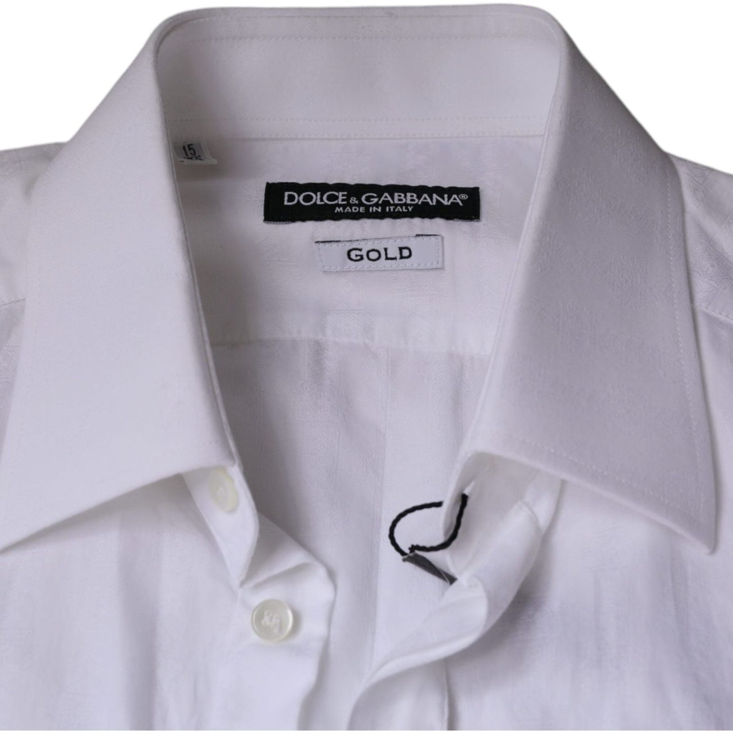 Dolce & Gabbana White Cotton Men Dress GOLD Formal Shirt TSH86306-38